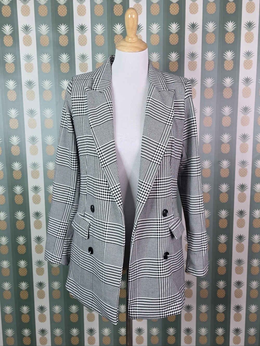 Rachel Zoe Double Breasted Glen Plaid Blazer